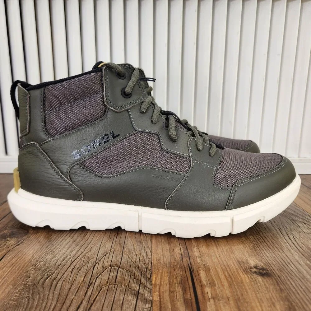 Sorel Explorer Sneaker Mid WP Mens Sz 10 Alpine Tundra Chalk Waterproof Shoes